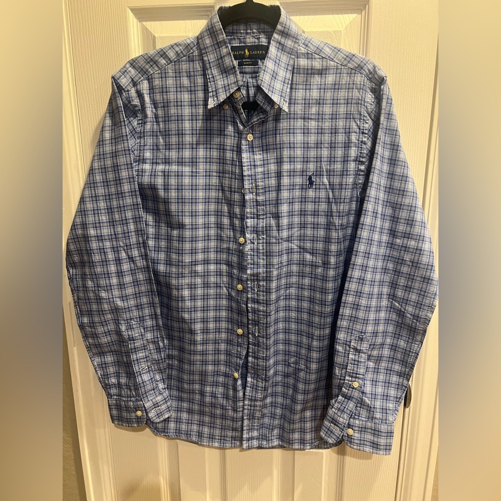 Ralph Lauren Blue Plaid Button-Down Shirt